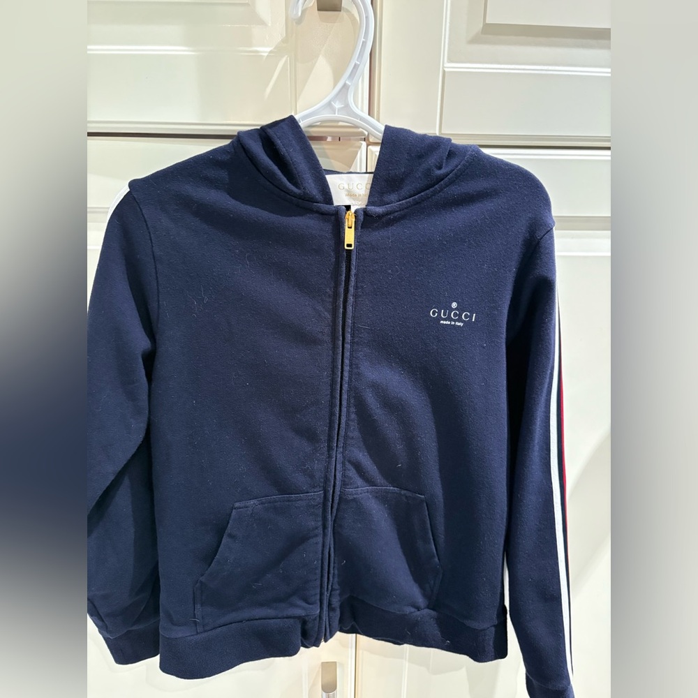 Gucci Kids Dark Blue Zip-Up Hoodie